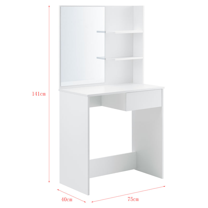 Maatschets Kaptafel Rustenburg met spiegel wit 141x75x40 cm wit