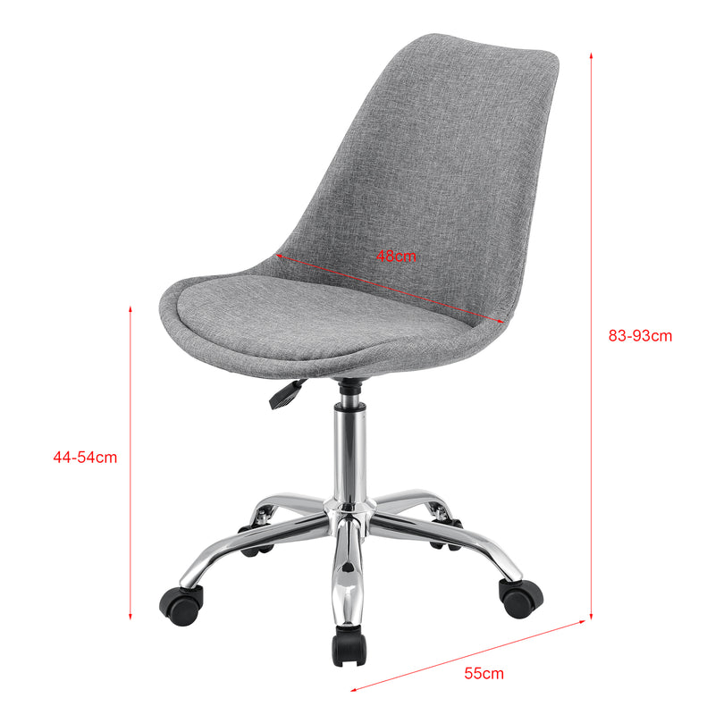 Maatschets Bureaustoel Atherton op wielen 83-93x48x55 cm stof lichtgrijs