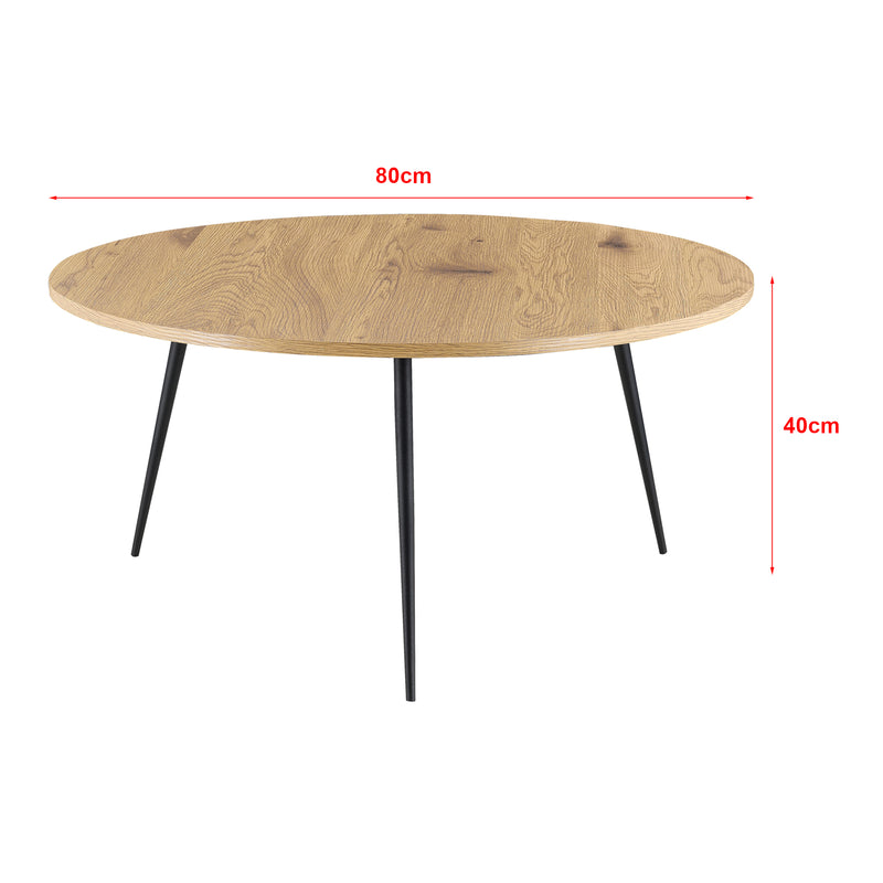 Maatschets Salontafel Farsund rond 40xØ80 cm zwart en eikenkleurig