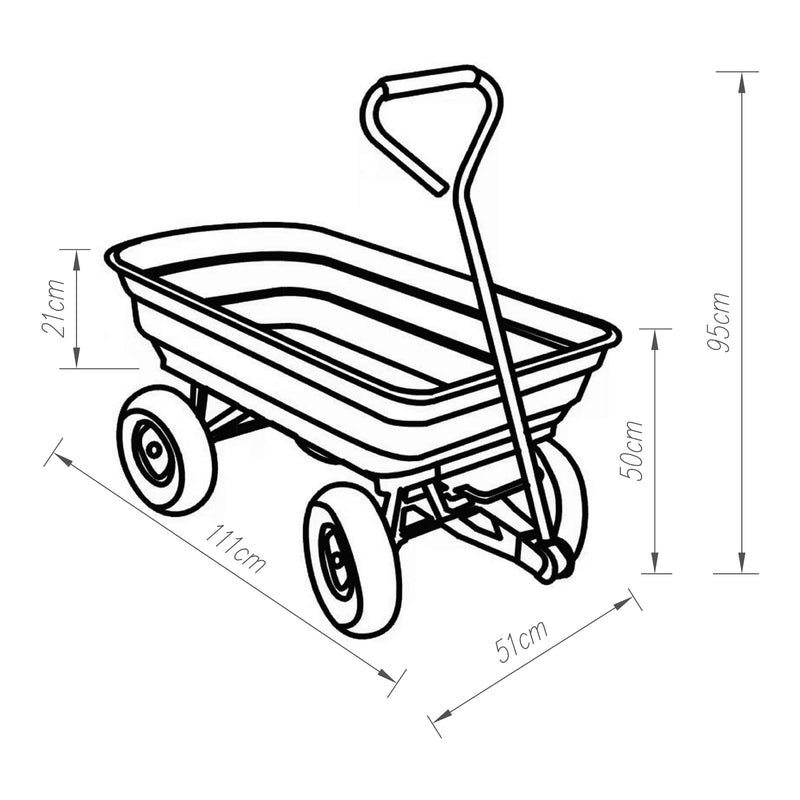 Maatschets Bolderkar Corfinio 111x51x50 cm groen en zwart pro.tec