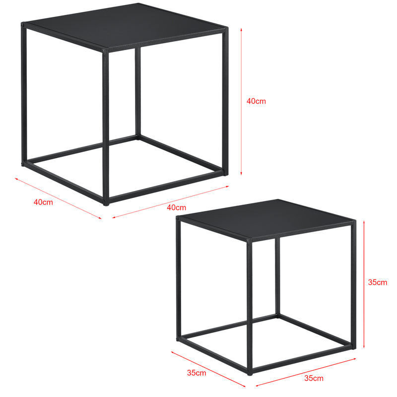 Maatschets Bijzettafel set van 2 zwart metaal 40x40x40 - 35x35x35 cm