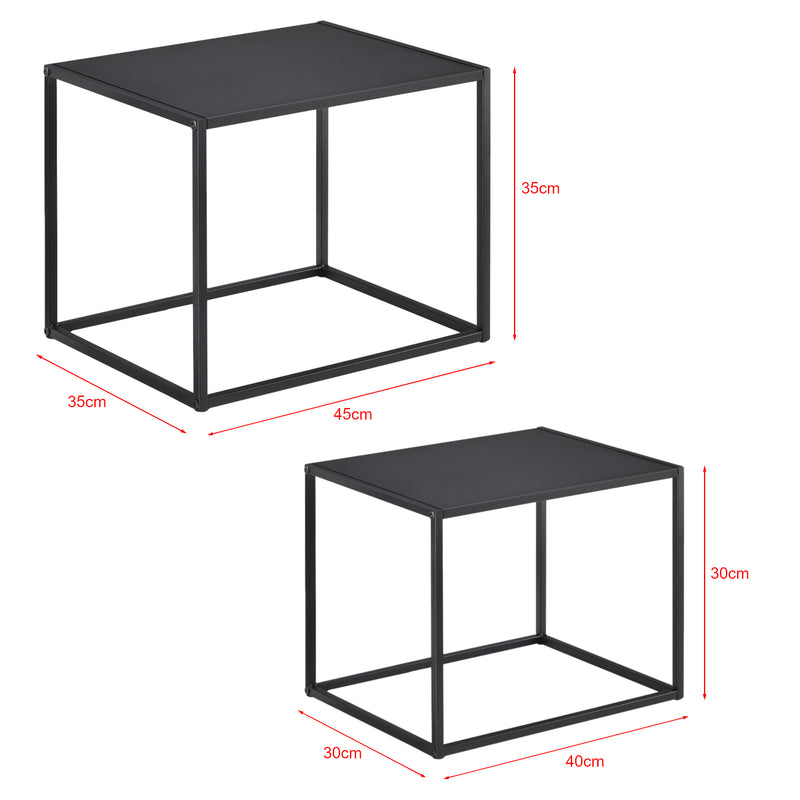 Maatschets Bijzettafel set van 2 zwart metaal 35x45x35 - 30x40x30 cm