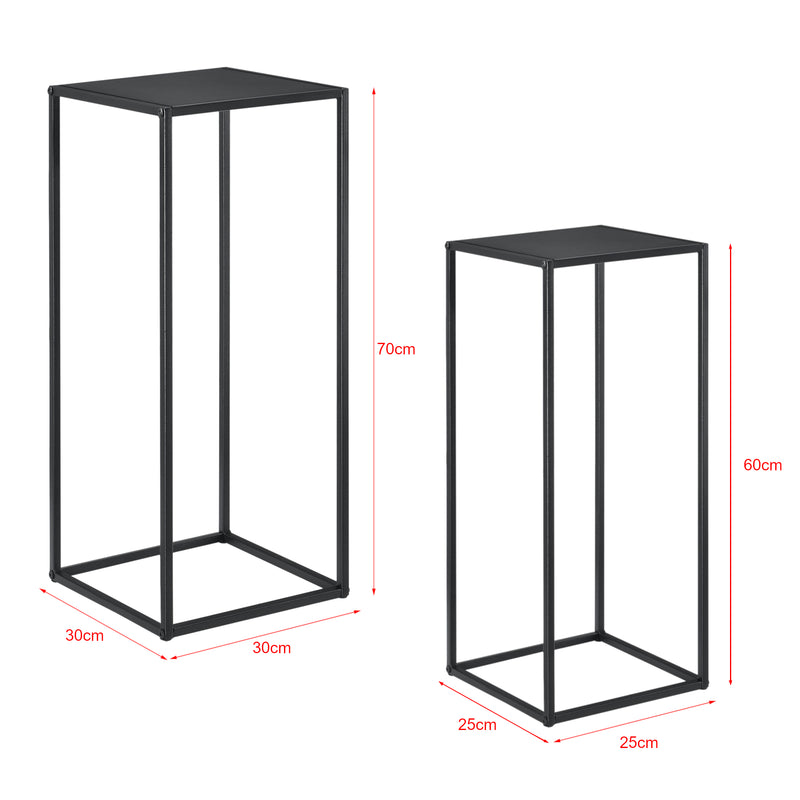 Maatschets Bijzettafel set van 2 zwart metaal 70x30x30 - 60x25x25 cm