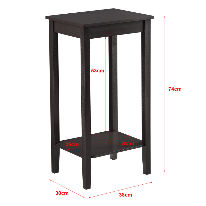 Maatschets Bijzettafel Thun met plank MDF 38x30x74 cm donkerbruin