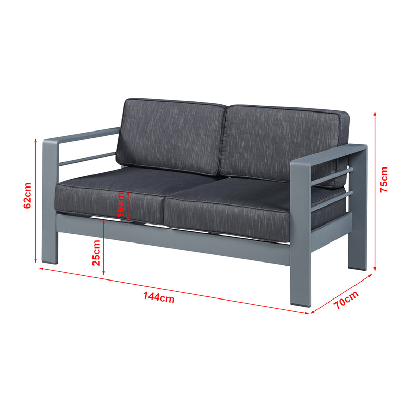 Maatschets Tuinbank Avise met kussens 144x70x75 cm antraciet en donkergrijs casa.pro