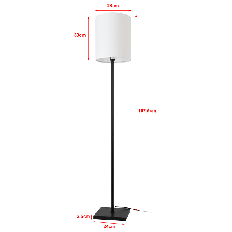 Croquis coté Lampadaire Solna hauteur 158 cm noir blanc lux.pro