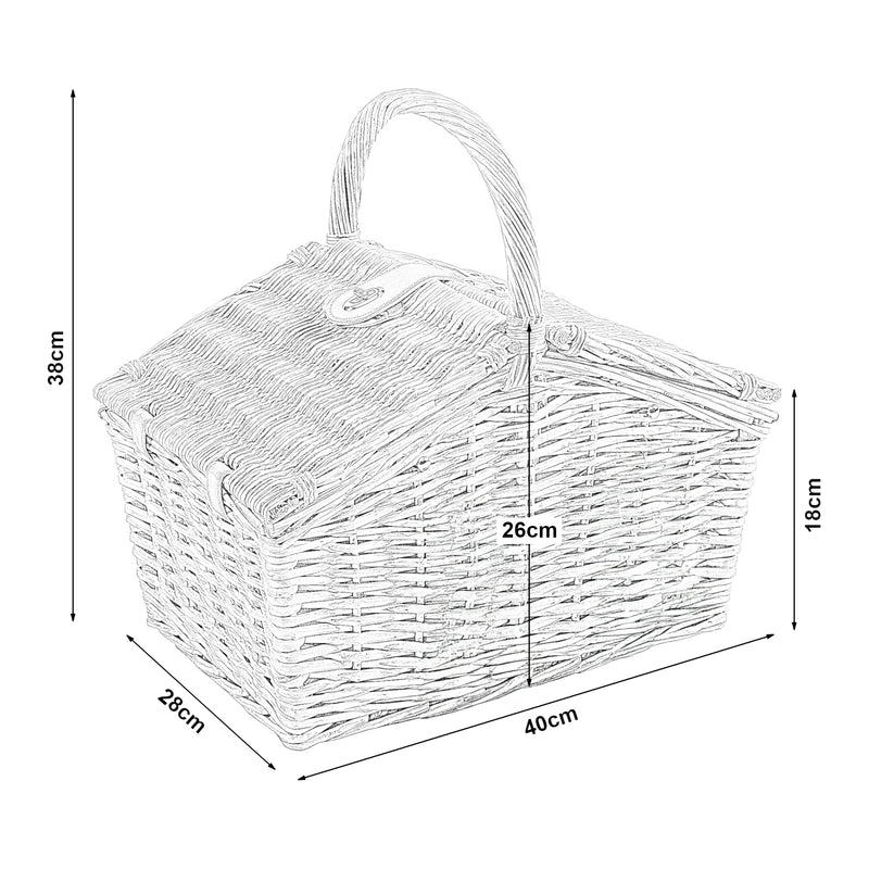 Maatschets Picknickmand Bucchianico 2-persoons picknickset geel en wit casa.pro