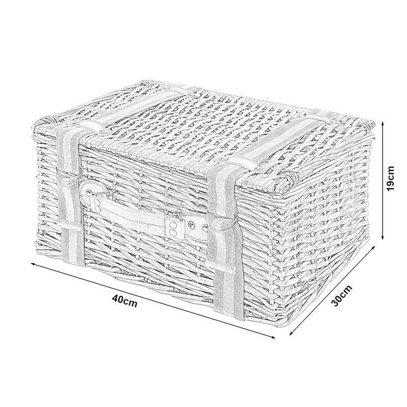 Maatschets Picknickmand Bisceglie 2-persoons picknickset naturel paars en wit casa.pro