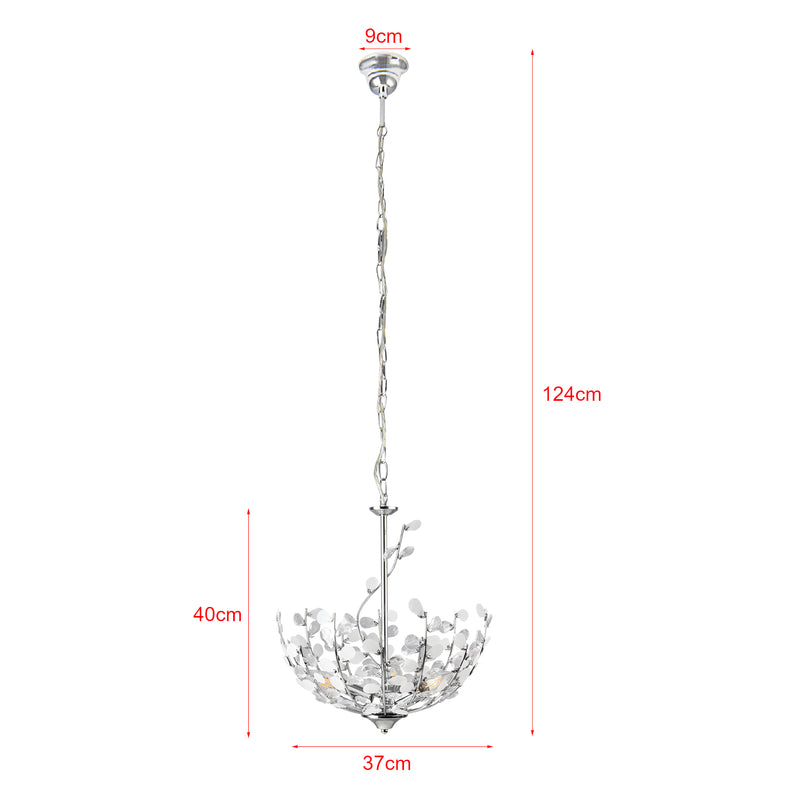 Croquis coté Suspension Ampthill E14 hauteur 124 cm chrome lux.pro