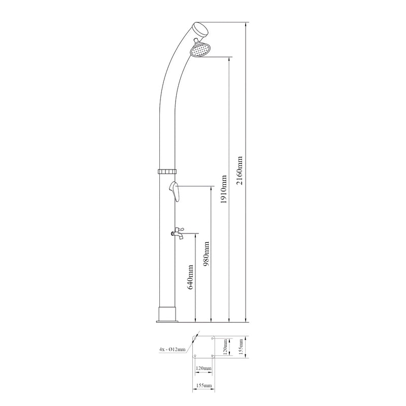 Maatschets Zonnedouche Kebomi met 18 L watertank zwart casa.pro
