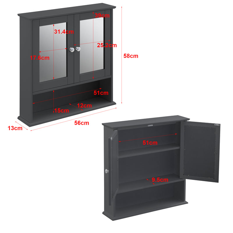 Maatschets Spiegelkast Linz voor wandmontage MDF 58x56x13 cm - 2 varianten