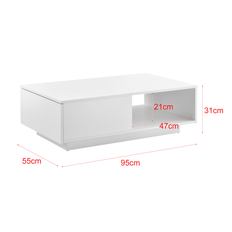 Maatschets Salontafel Biskra met plank en lade 95x55x31 cm - verschillende kleuren