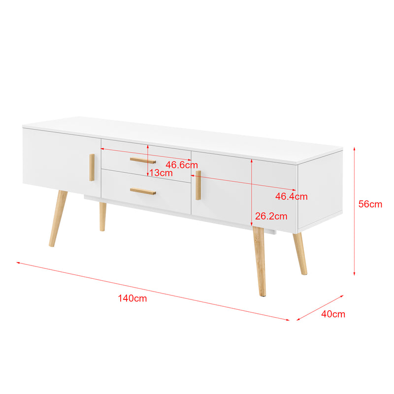 Maatschets TV meubel Alavus tv kast met 2 lades 140x40x56 cm - 3 kleuren