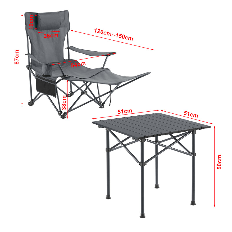Croquis coté Set de table et 2 chaises pliantes Bellante casa.pro