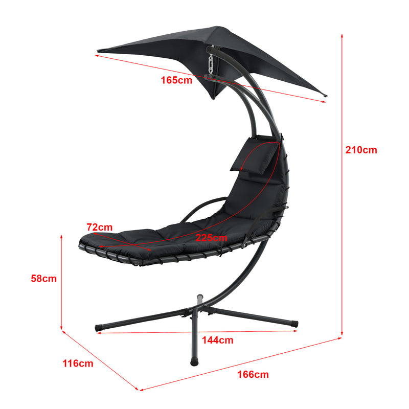 Maatschets Hangmat met luifel en standaard 166x116x210 cm - 3 varianten