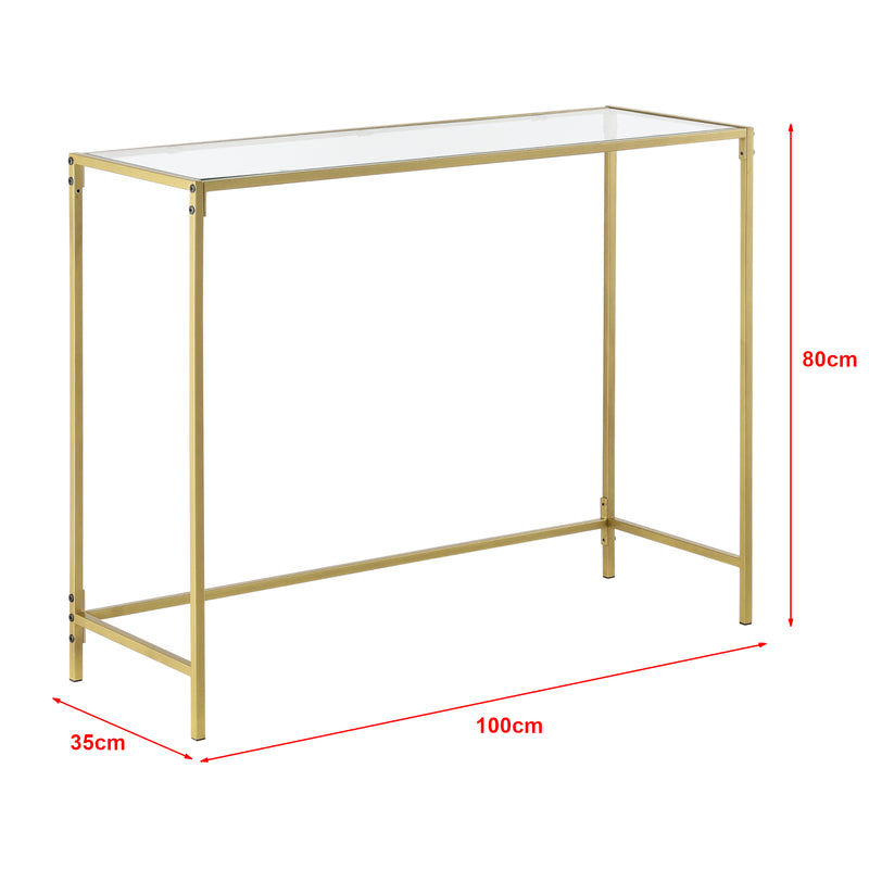 Maatschets Console tafel Alajarvi sidetable metaal en glas 100x35x80 cm - 2 varianten