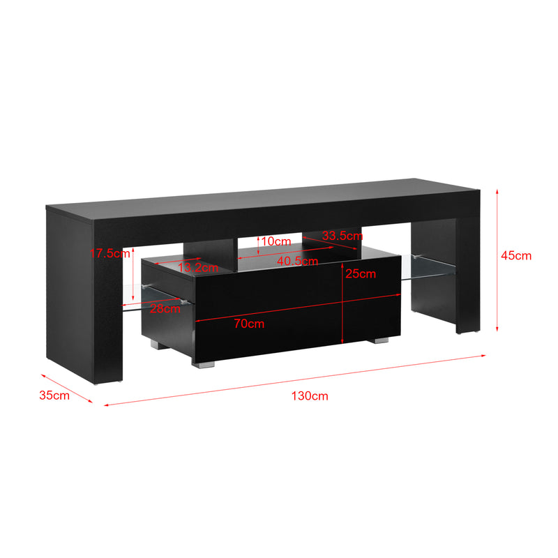 Maatschets Tv meubel Grimsey met led verlichting, afstandsbediening, planken en lade - verschillende kleuren