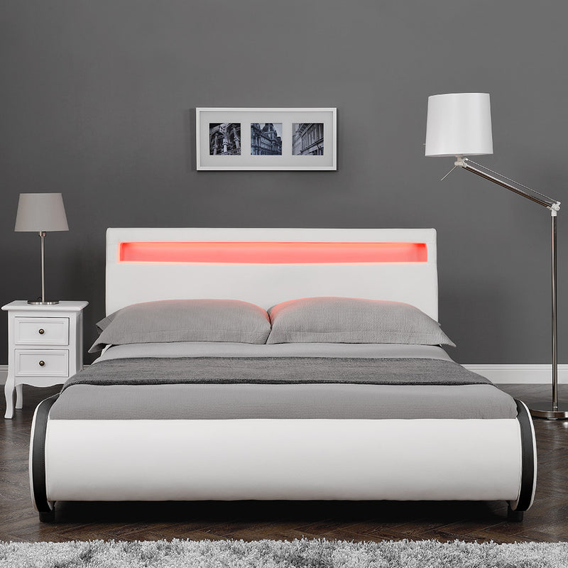 Maatschets Bed Valencia met LED-verlichting incl. matras en lattenbodem - verschillende maten en kleuren