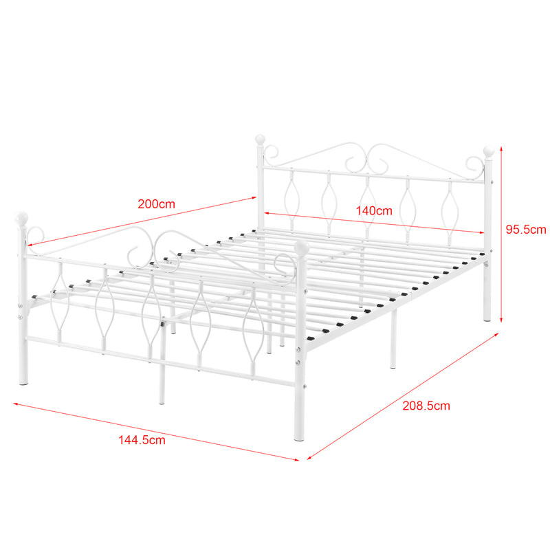 Maatschets Metalen bedframe Apolda met metalen bedbodem wit - 3 varianten