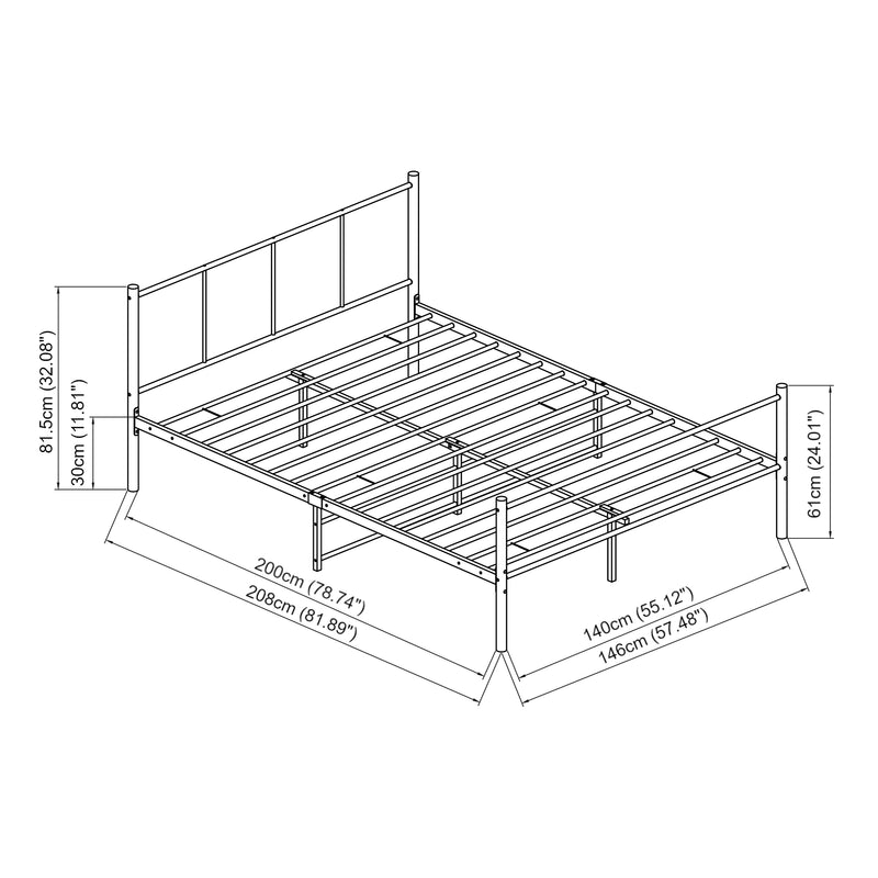 Maatschets Metalen bedframe Hercules incl. bedbodem - verschillende maten