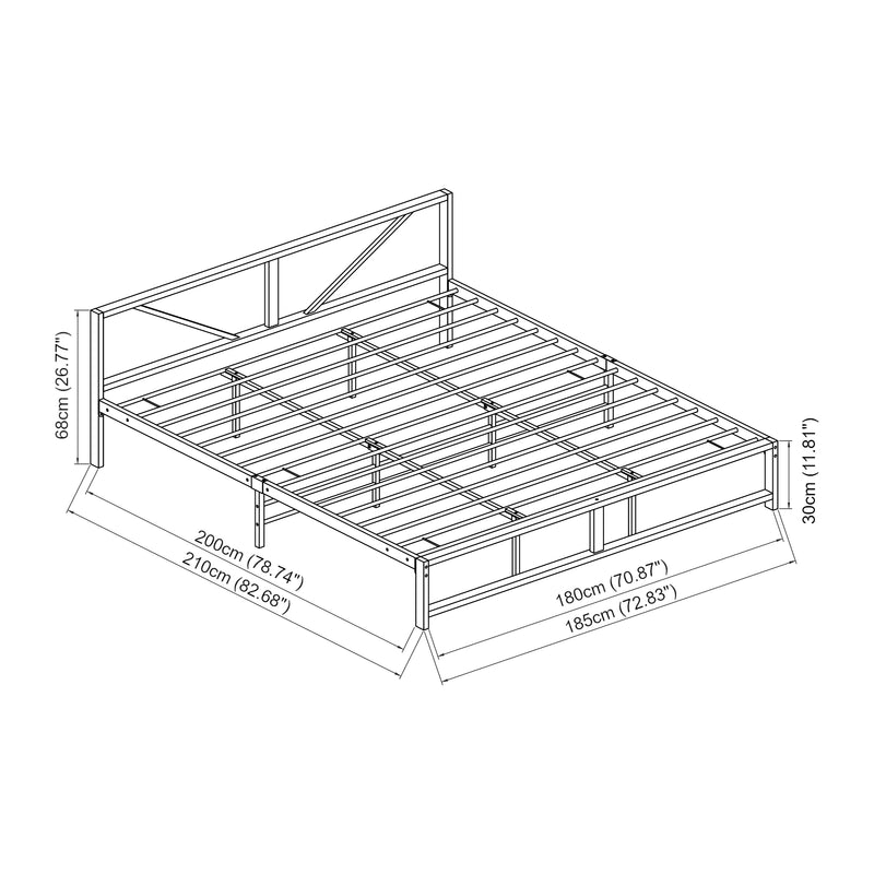 Maatschets Metalen bed Meran bedframe met bedbodem zwart - 3 maten
