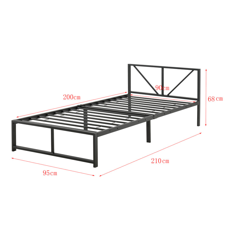 Maatschets Metalen bed Meran bedframe met bedbodem zwart - 3 maten