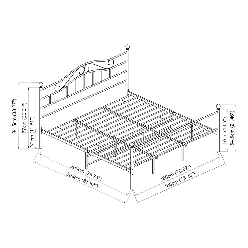 Maatschets Metalen bedframe Florenz incl. matras en bedbodem - verschillende maten en kleuren