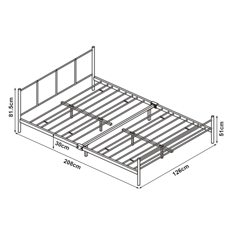 Maatschets Metalen bedframe Hercules incl. bedbodem en matras zwart - verschillende maten