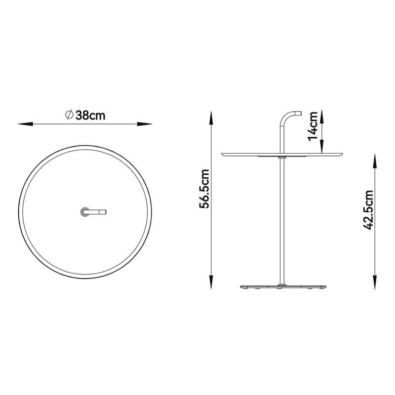 Croquis coté Table basse Calimera acier casa.pro