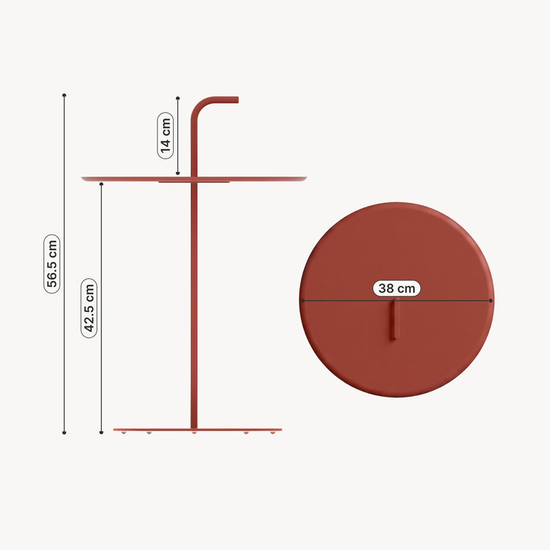 Maatschets Bijzettafel Calimera staal Ø38 cm met handgreep casa.pro