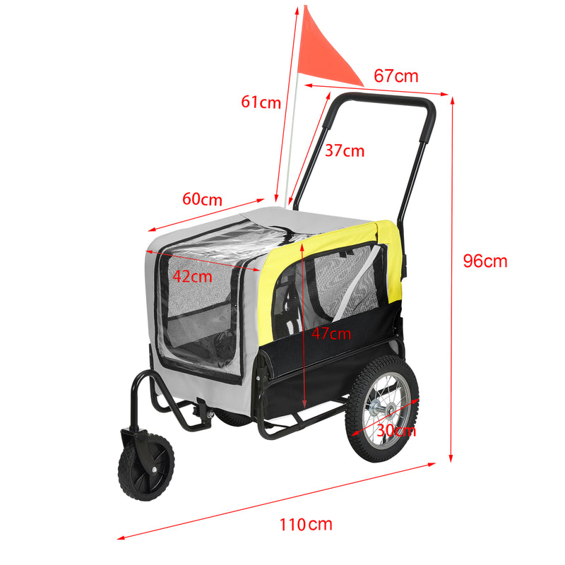 Croquis coté Remorque vélo pour chien pro.tec