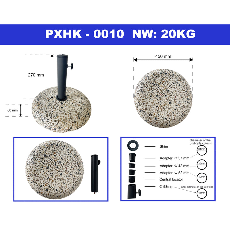 Maatschets Parasolvoet Bitritto parasolhouder beton rond Ø45x6 cm casa.pro