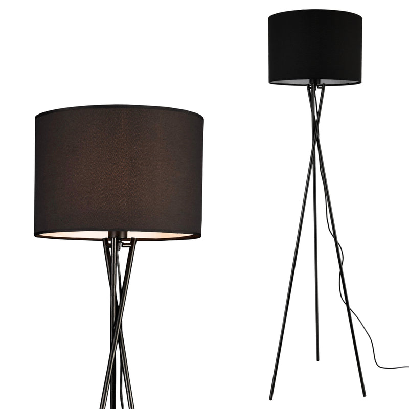 Croquis coté Lampadaire Trépied Grenoble E27 Métal Tissu Hauteur 154 cm lux.pro