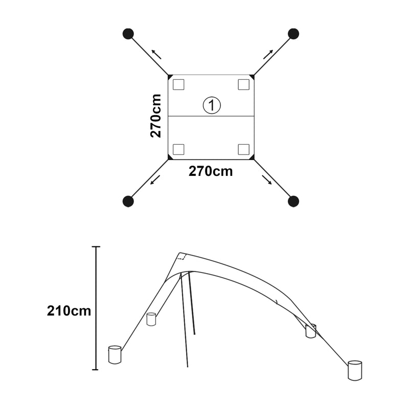 Croquis coté Tente de plage Bernheze pro.tec