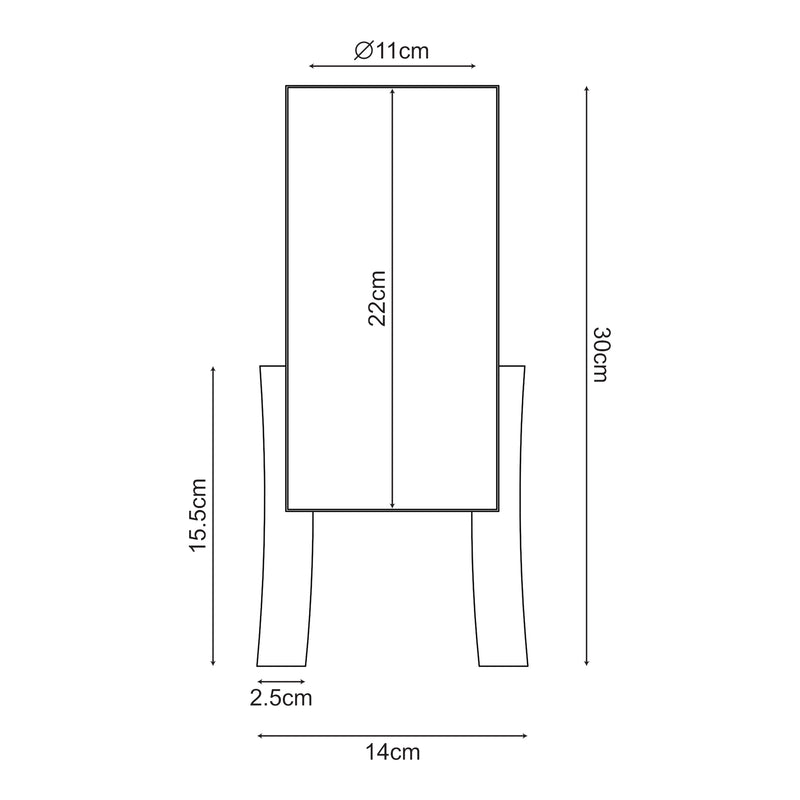 Croquis coté Lampe de table Joelleldsvin 1 x E27 30 x 14 x 14 cm lux.pro