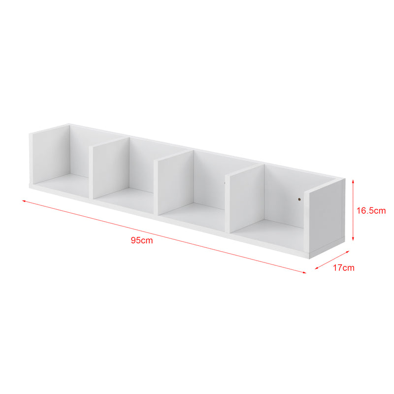 Maatschets Wandrek Ekero met 4 vakken 95x17x16,5 cm - 3 varianten