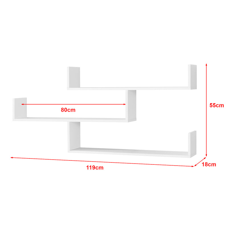 Maatschets Wandrek Grimstad met 3 planken 119x18x55 cm - 3 varianten