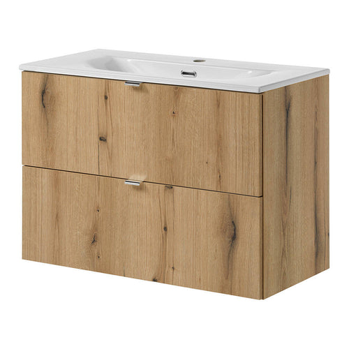 Meuble sous lavabo avec vasque effet chêne NEWPORT