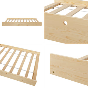Kinderbed Sodankylä huisbed met onderschuifbed 90x200 cm naturel en zwart [en.casa]