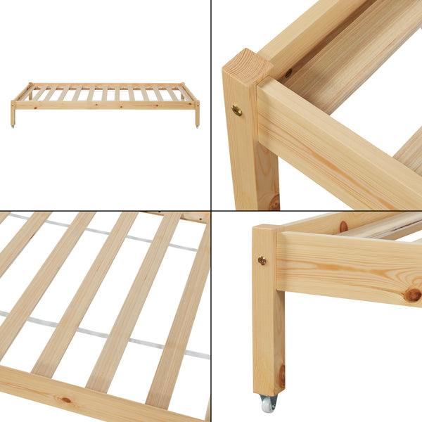 Kinderbed Sonkajärvi met onderschuifbed 90x200 cm naturel [en.casa]