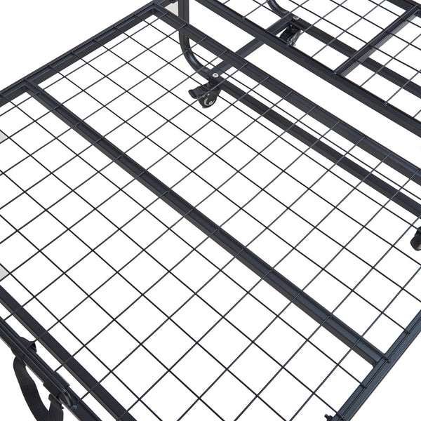 Lit pliant avec matelas en mousse froide Lustendi 90 x 200 cm noir effet chêne [en.casa]