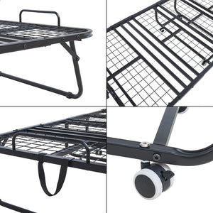 Opklapbed Borjavle 90x200 cm met traagschuim matras zwart grijs en wit [en.casa]