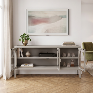 Dressoir Klippestad vitrinekast 118x35x55 cm camel [en.casa]