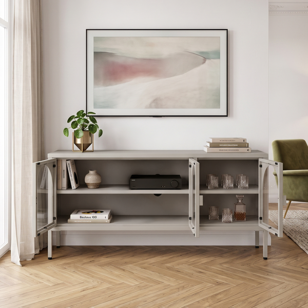 Dressoir Klippestad vitrinekast 118x35x55 cm camel [en.casa]