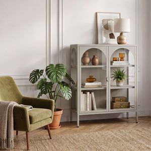 Dressoir Klippestad vitrinekast 95x80x35 cm camel [en.casa]