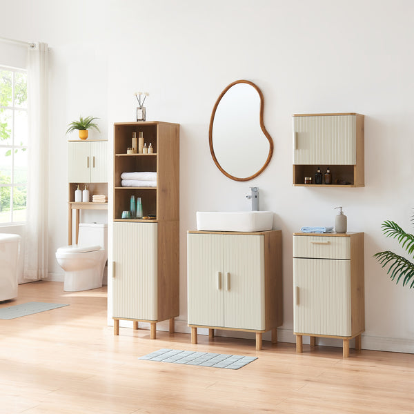Wastafelonderkast Ferrersp 80x60x35 cm eikenkleurig havermout en naturel [en.casa]