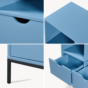 Bibliothèque Colwyn avec 2 tiroirs 105 x 80 x 40 cm bleu [en.casa]