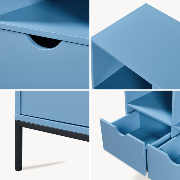 Bibliothèque Colwyn avec 2 tiroirs 105 x 80 x 40 cm bleu [en.casa]