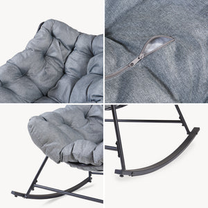Schommelstoel Villeneuve 85x90x91 cm Zwart/Grijs [en.casa]