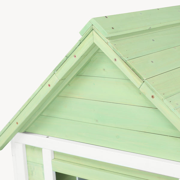 Maison de jeu pour enfants Kuoldsvin Bois de sapin 144x102x90 cm Vert/Blanc [en.casa]